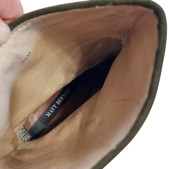 Matt Bernson Jameson Two Tone Suede Pull On Heeled Boots Size 9.5 Blue Green - Picture 9 of 13